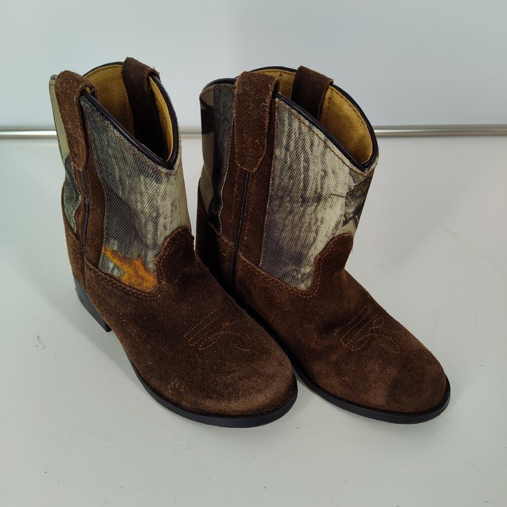 Masterson Kids Camo Western Boots Brown Suede Size 8 Cute